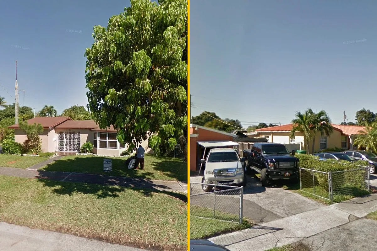 Diptych blending the real 11995 SW 73rd Ave Pinecrest street view with DriftShine showroom detailing